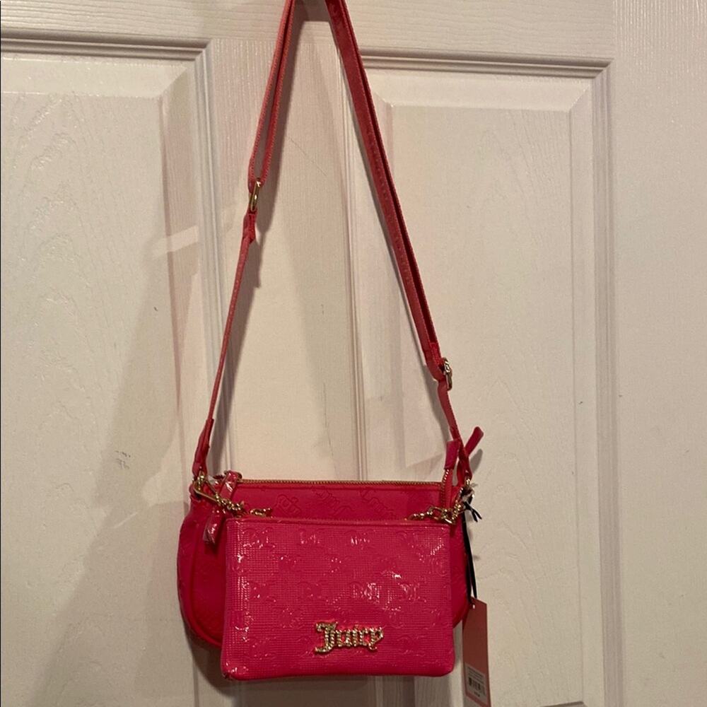 BNWT JUICY COUTURE Double Trouble Crossbody in Pink Flash